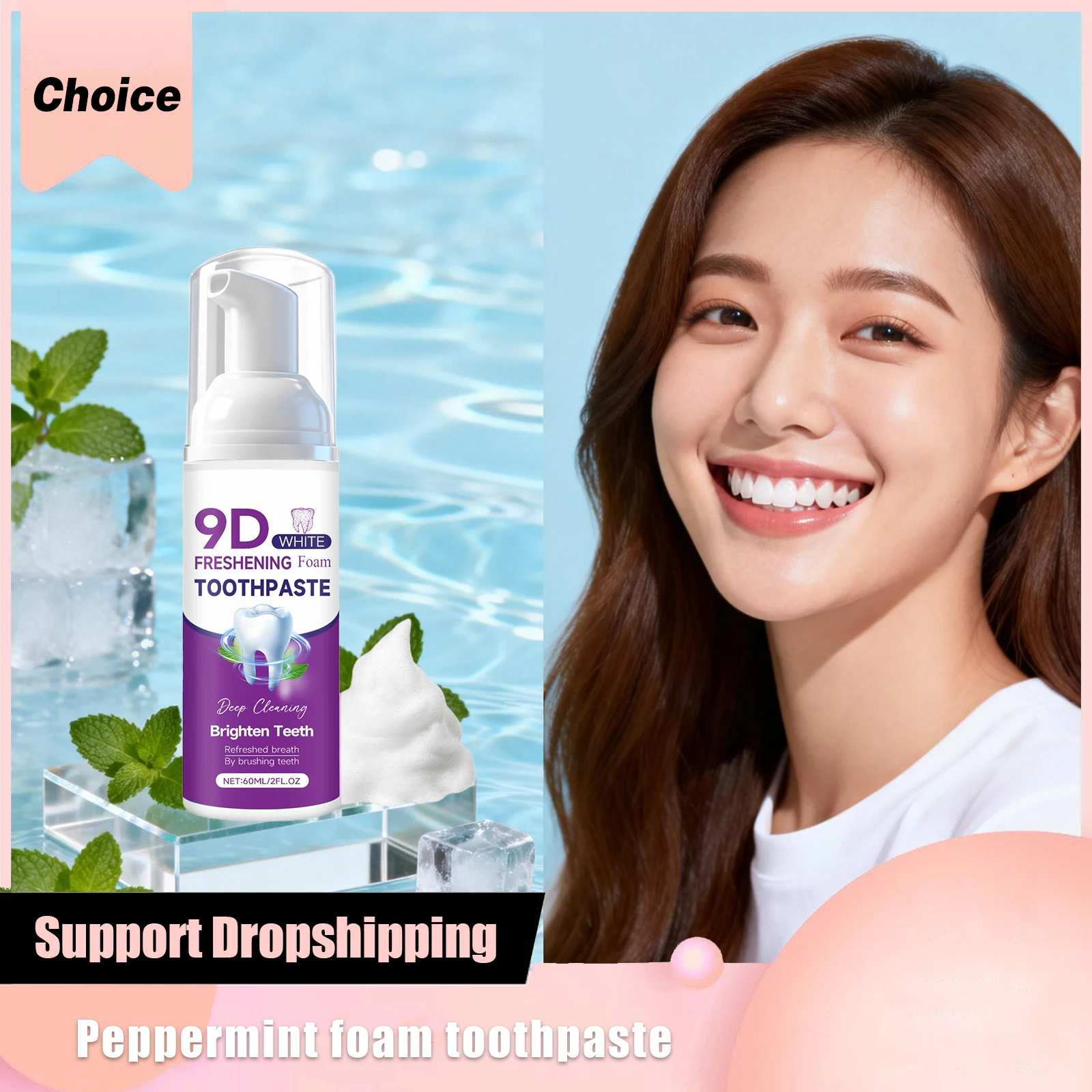 Peppermint Foam Toothpaste Fresh Breath Remove Plaque Dental Gentle Formula Few Foaming Professional Gums Care Tooth Foam Mousse
