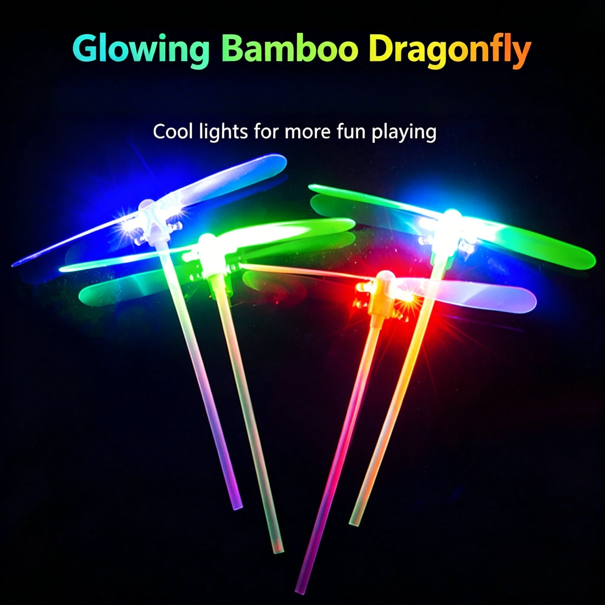 20PCS Led Light Up Dragonfly Toy Classic Hand Spin Toy 2026 Night Glow Flying Toy Propeller Toys for Kids Outdoor Party Favors