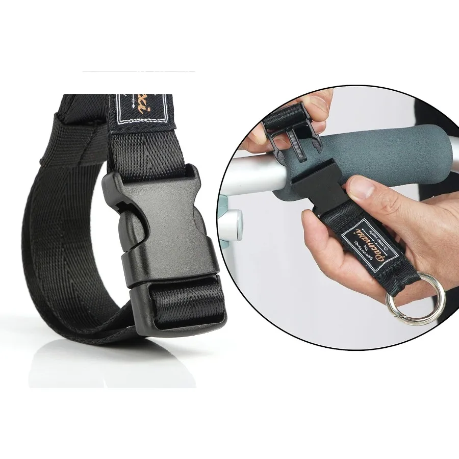 خطاف لعربة الأطفال مكون من قطعتين، مشبك خطاف منظم متعدد الأغراض لعربة الأطفال والكرسي المتحرك باللون الأسود #4