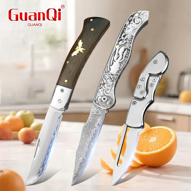 Premium Japanese VG10 Damascus Blade Mini Folding Knife Fruit Paring & Outdoor Hunting Camping Knife Portable EDC Pocket Tool