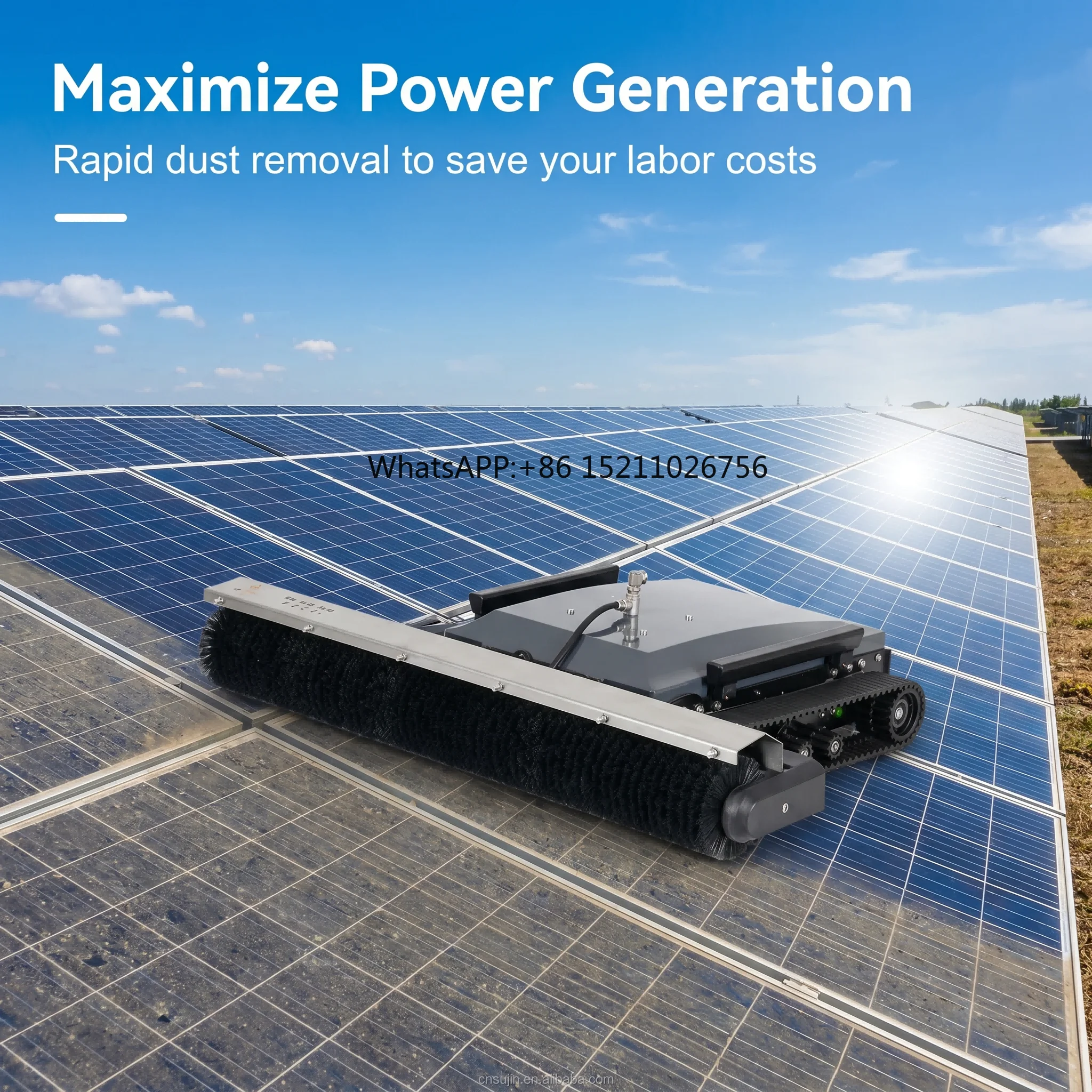 Automatic Autonomous Pv Panel Module Slide Roller System Cleaner Robot Solar Panel Cleaning Robot Dry Cleaning, Water Cleaning