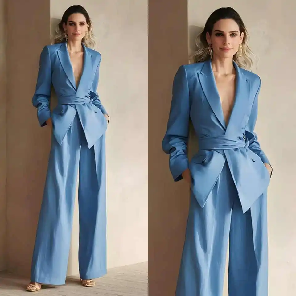 

High Quality Women's Suit Peak Lapel with Belt Commuter Office Formal Occasion Meeting Daily Customized