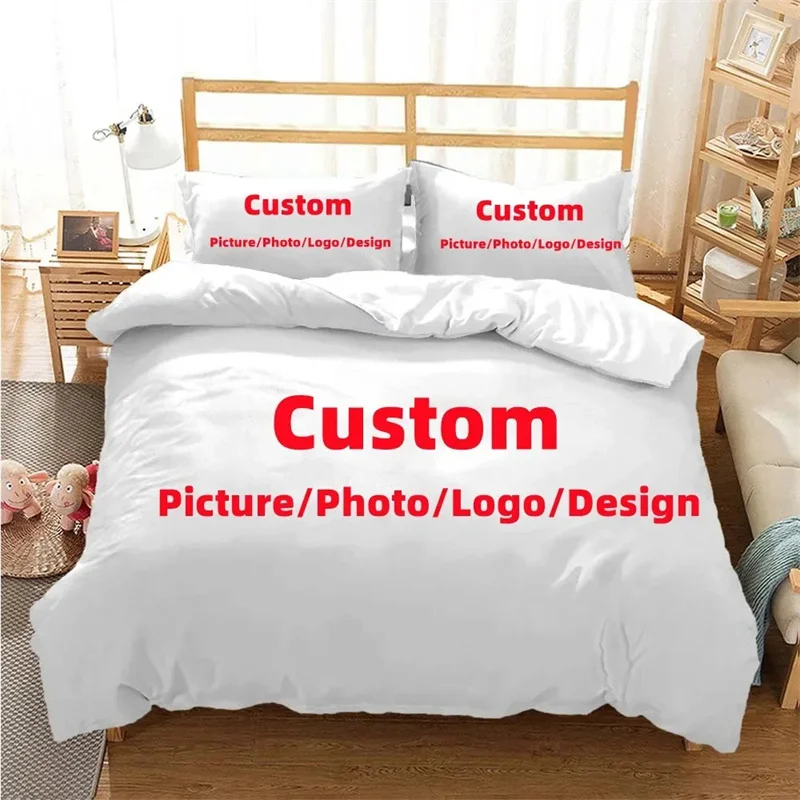 Funda nórdica personalizada con foto y logotipo, imagen de marca, juegos de cama, funda de edredón suave y fundas de almohada individuales/dobles/Queen/King