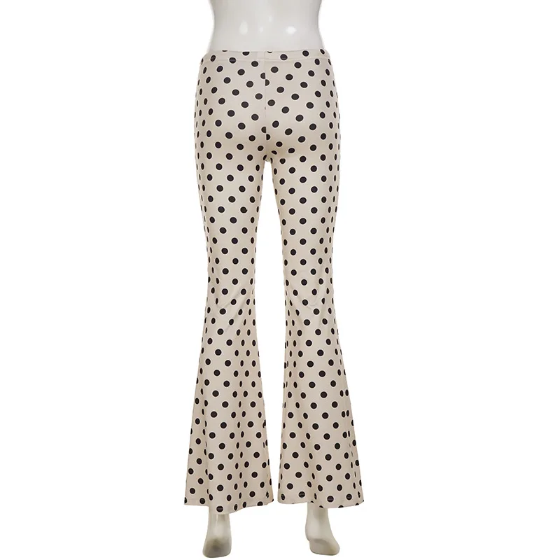 กางเกงทรงบานลายจุดเอวต่ำผูกเชือกยืดหยุ่นสไตล์วินเทจ BKLD รุ่นใหม่ประจำฤดูใบไม้ร่วงปี 2025 ทรงเข้ารูปช่วยพรางหุ่น สวมใส่สบาย