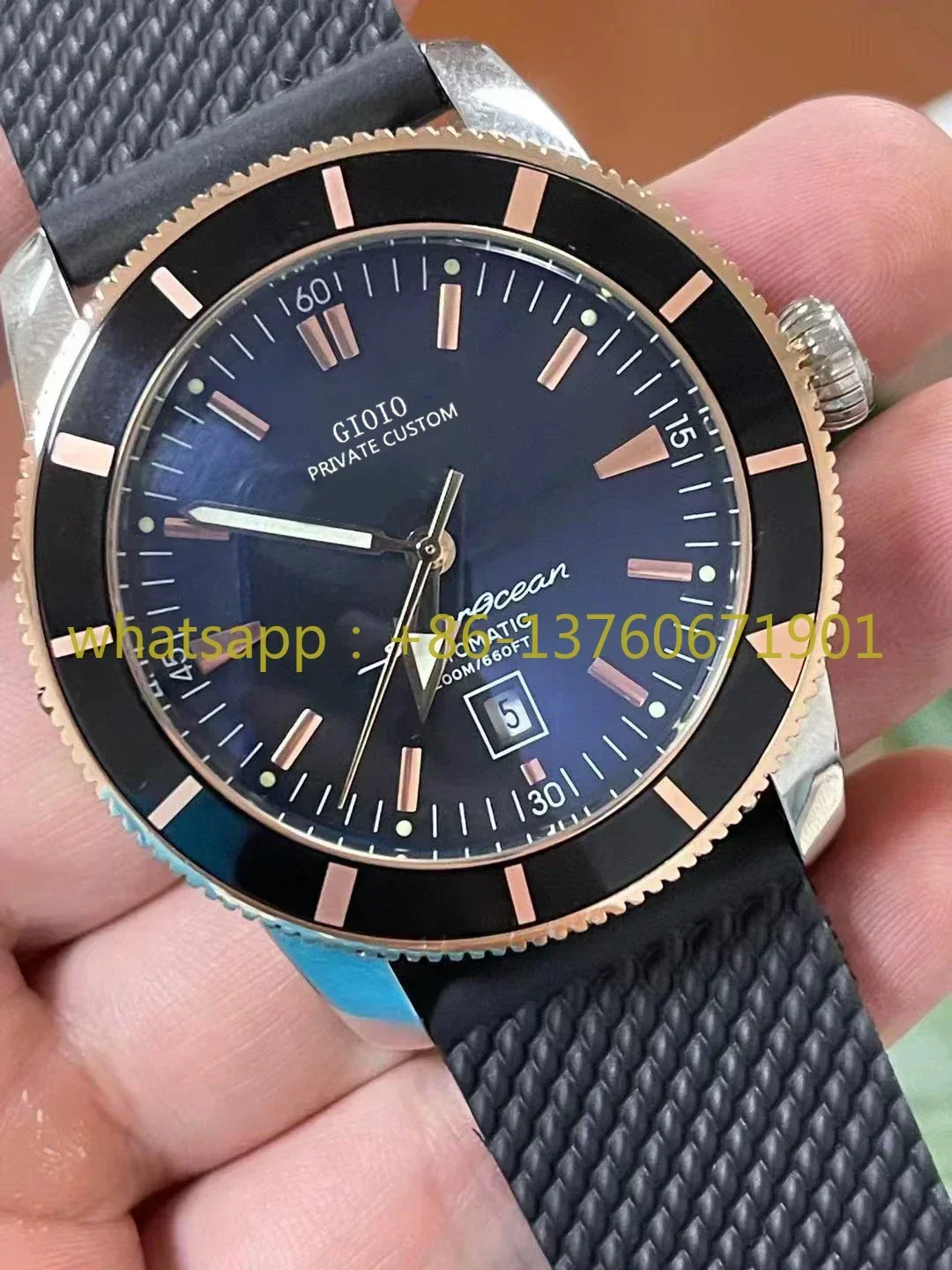 Luxury Mens Automatic Mechanical Watch Black Blue Ceramic Rubber SuperOcean Stainless Steel Luminous Sapphire