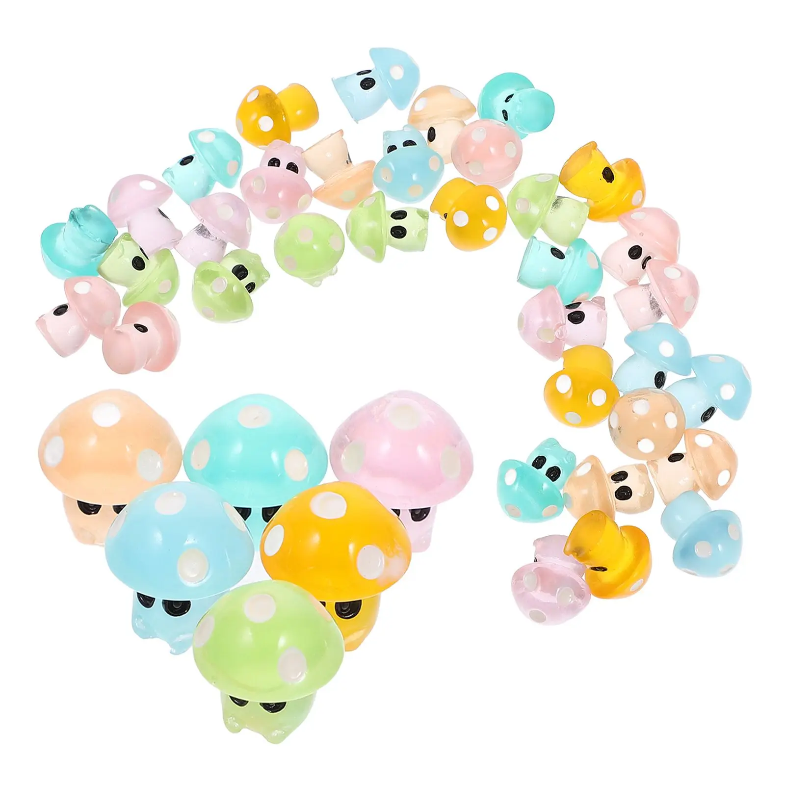 35 Pcs 빛나는 버섯 수지 인형 버섯 액세서리 야간 발광 장식 액세서리 작은 모델 스트레스 릴리프 장난감