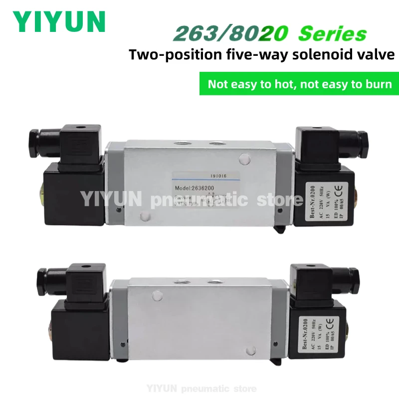 2630600 2636000F 2636200 2637050F 2637250F 2623077 8020750 8020850 8022850 YIYUN Two-position five-way solenoid valve 263 Series