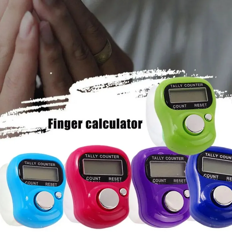 Finger Ring Counter Mini Hand Tally Clicker Electronic Digital Counter for Knitting Row Counting Plastic Battery Powered