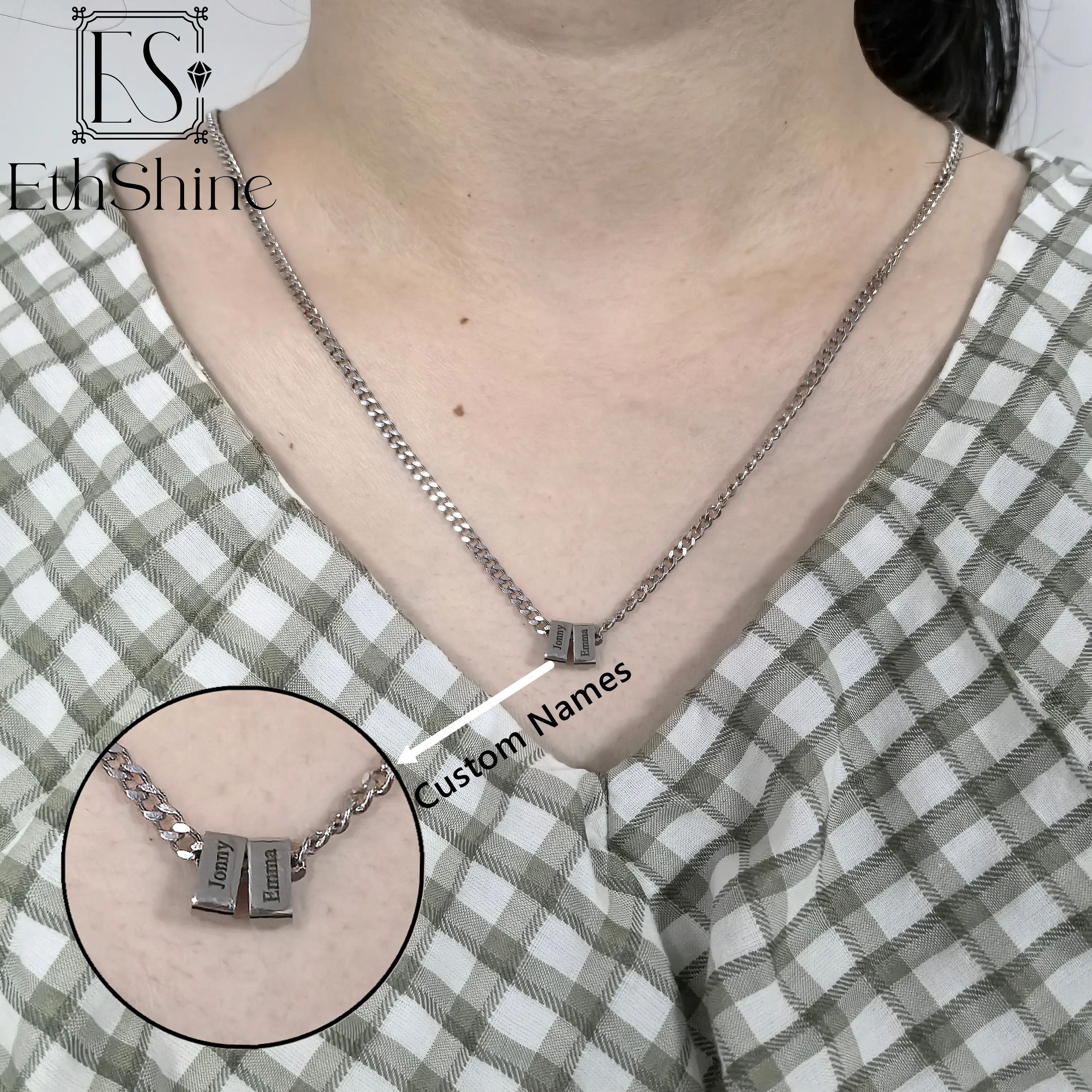 Custom Family Names Chain Necklace Name Engraved Stainless Steel Necklace for Women Men Jewelry Lover Christmas Day Gifts