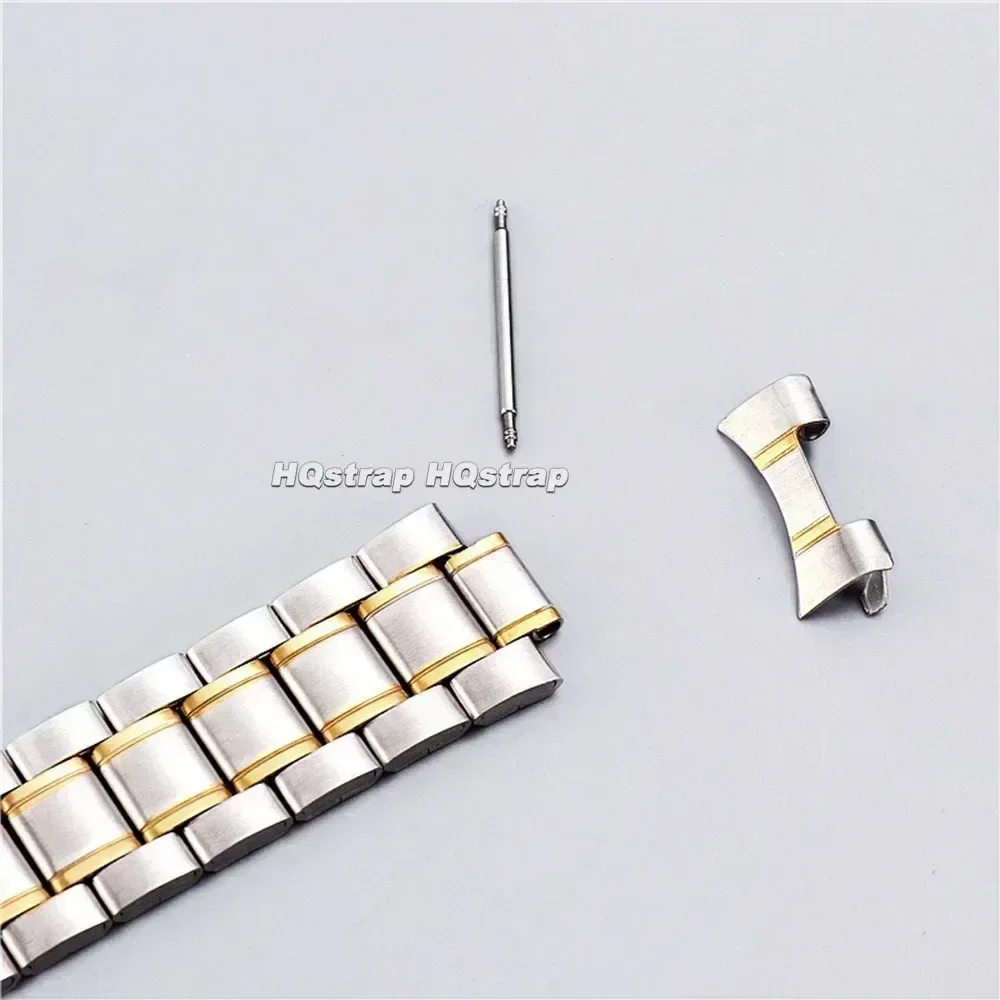 Curved End Stainless Steel Watch Strap 20mm 22mm Metal Watchband Folding Buckle Universal Replacement Wristband Men Bracelet