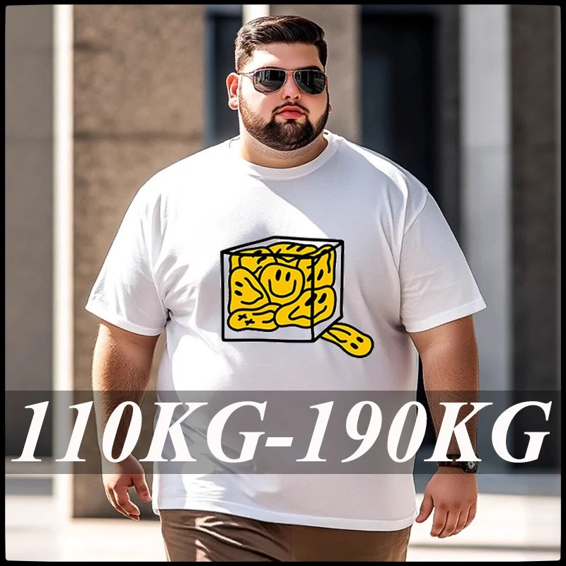 

Men's Plus Size T-shirt Summer Full Cotton T-shirts 110kg-190kg White Black Tees Casual Short Sleeves Tops Basic Male Clothing