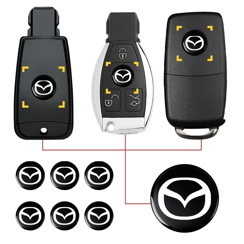 Car Goods 14MM Remote Car Key Stickers Emblem Accessories For Mazda 2 3 6 5 Atenza CX3 CX5 MX5 CX7 Axela CX30 CX90 CX60 CX50