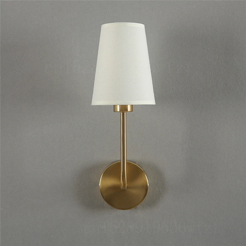 American Retro Wall Sconce with White Fabric LampShade Vintage Indoor Lighting Wall Light Fixture for Bedroom Living Room Decor