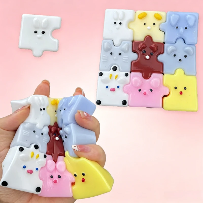 Superweiches Cartoon-Puzzle-Quetschspielzeug, bunte Tiere, Puzzle-Fidget-Spielzeug, lindert Angst, Geschenk für Freunde