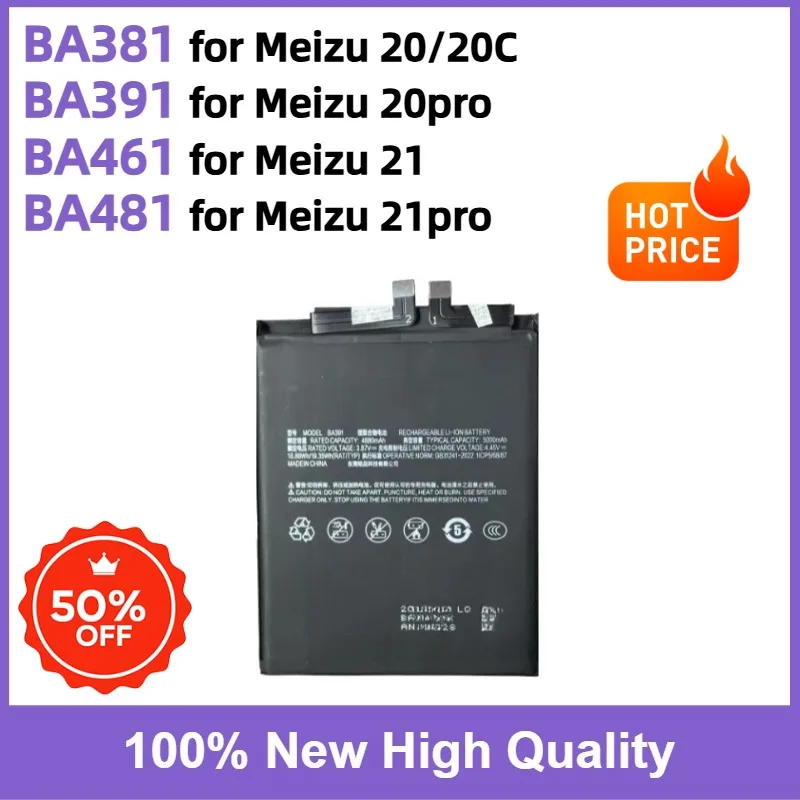 BA381 BA391 BA461 BA481 Replacement Phone Battery for Meizu 20 20Pro 21 21Pro 0 Cycle Li‑Polymer Smartphone Battery
