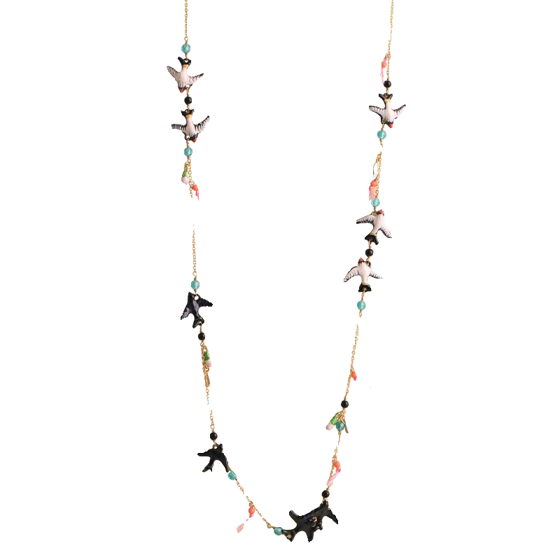 

Swallow national style necklace Enamel necklace Light luxury niche sweater New Chinese necklace