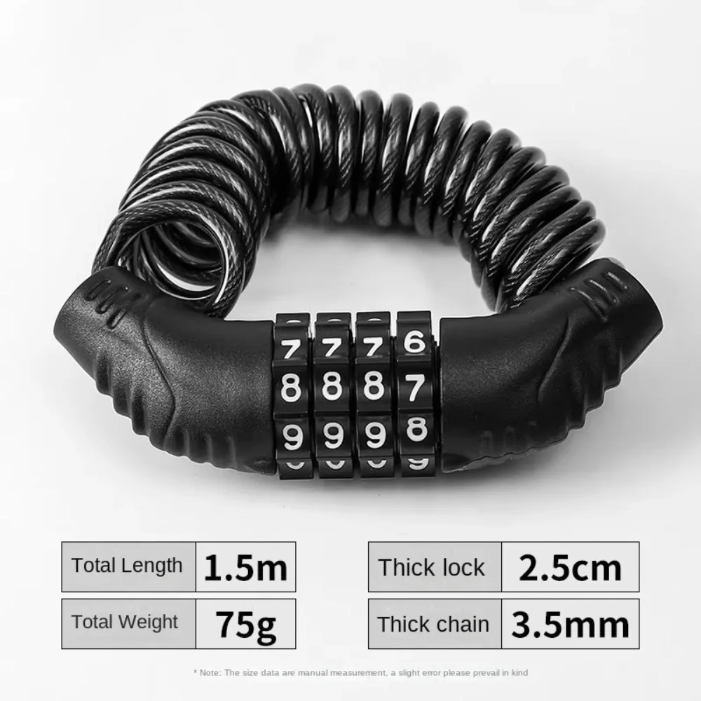 Helmet Lock Chain Lock Number Lock Durable 4 Digit Password Lock Solid Color Anti-theft Alloy Padlock Trolley Case