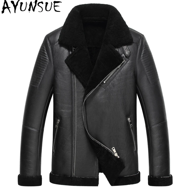 

AYUNSUE Sheepskin Genuine Leather Jacket, Top Layer Sheepskin Original Ecological Fur Integrated Medium To Long Winter Fur Coat