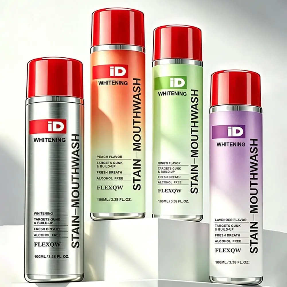ID Whitening Stain Mouthwash 100ml, Alcohol-Free Oral Rinse, Deep Cleaning Fresh Breath Mouthwash for Daily Oral Care