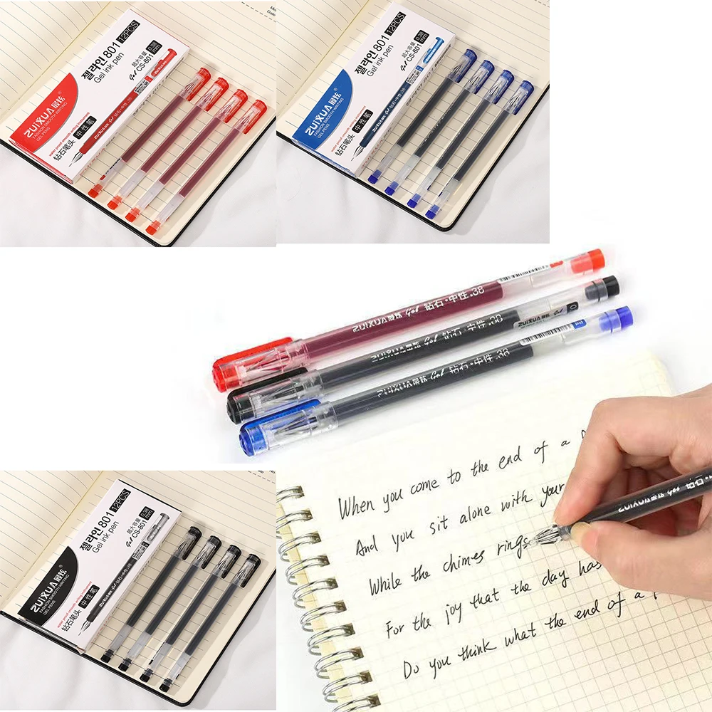 

0.38mm Diamond Tip Gel Pen Black Blue Red Refill Exam Signing Writing Drawing School Office Supplies Stationery Supplies