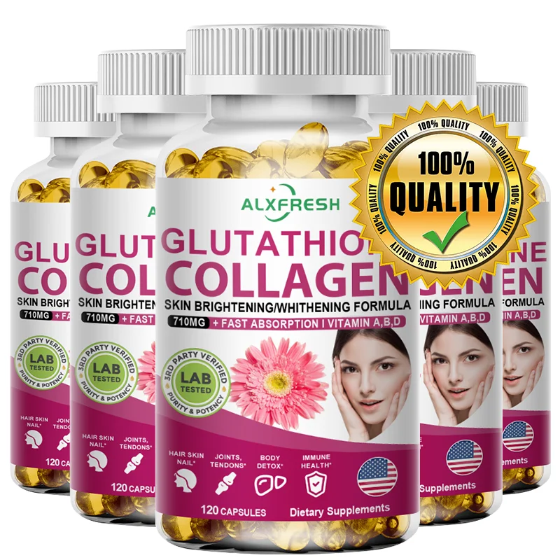 Alxfresh Collagen Peptide Glutathione Biotin Hyaluronic with Complex Vitamins Capsules - Dietery Supplement Gluten-Free