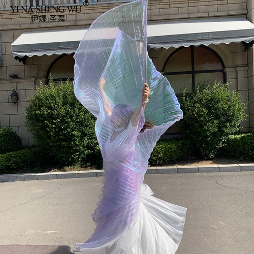 Imagen 2 del producto Accesorios de actuación de escenario iridiscentes transparentes, Baile Oriental, alas egipcias, danza del vientre, Isis, 360 grados