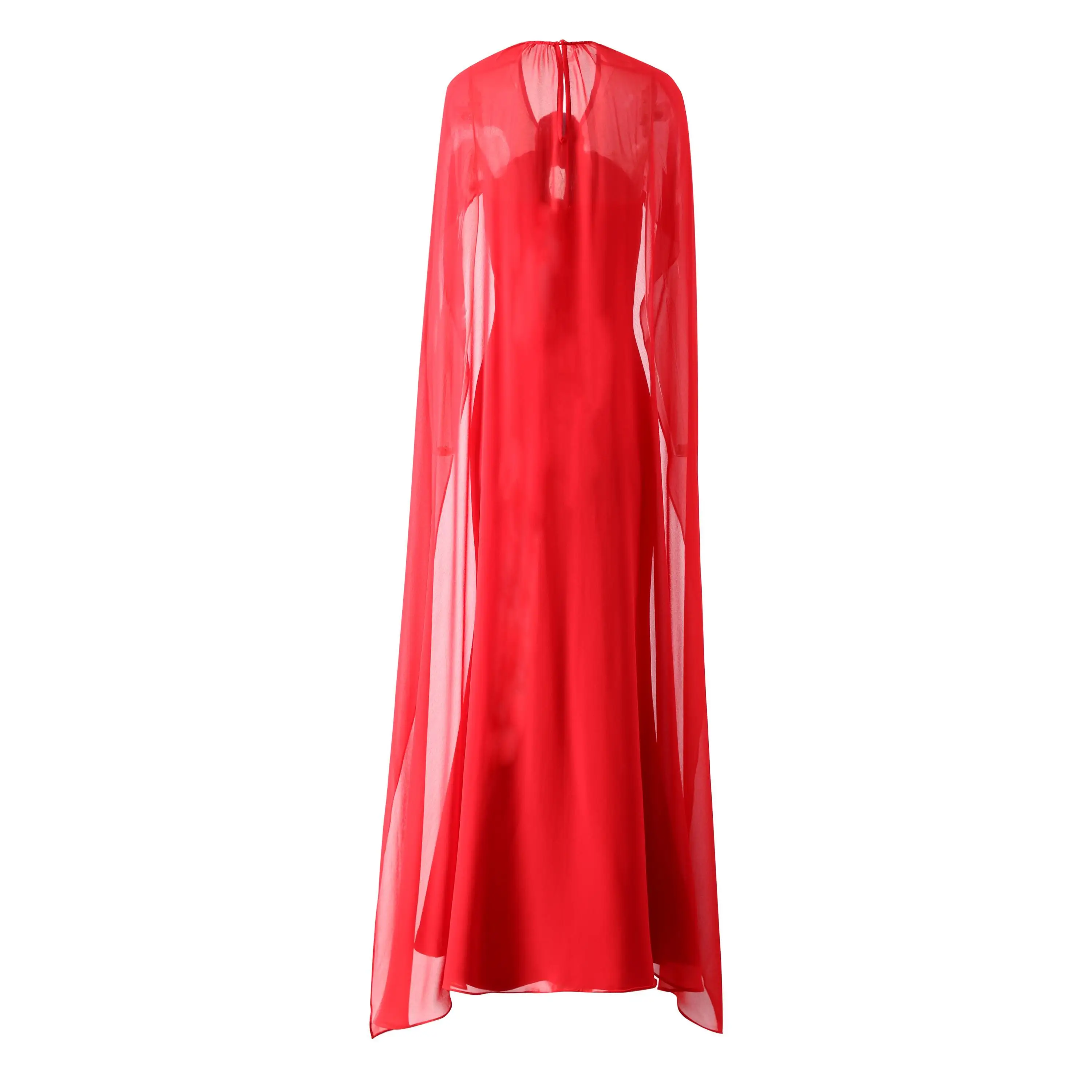 Women Cape Cloak Sleeves Maxi Dress 2024 Summer Spring Camellia O-Neck Luxury Evening Long Dresses Gowns for Women Wedding Party