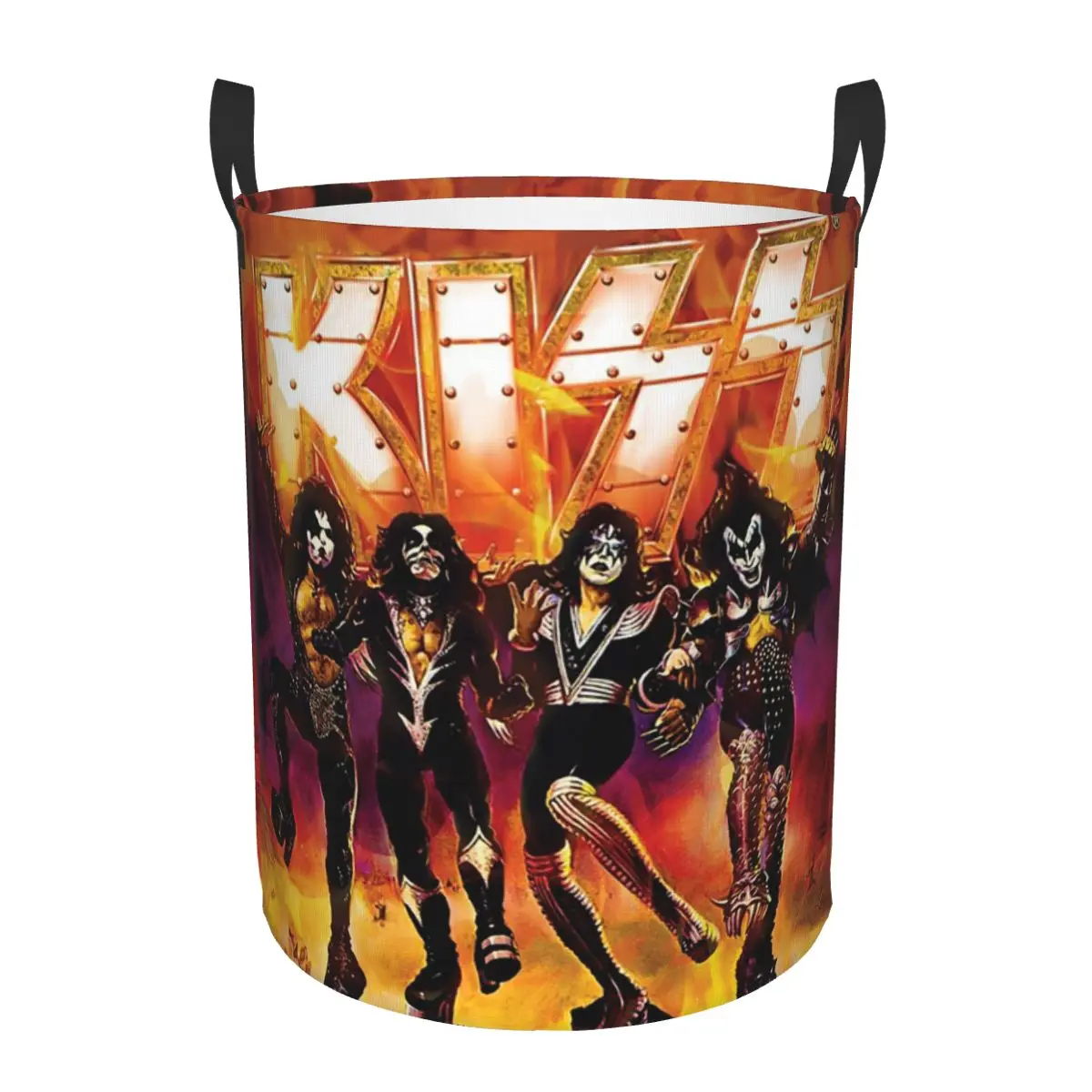 

KISS The Band Rock And Roll Корзины для грязного белья Складная большая водонепроницаемая корзина для одежды для дома и детей