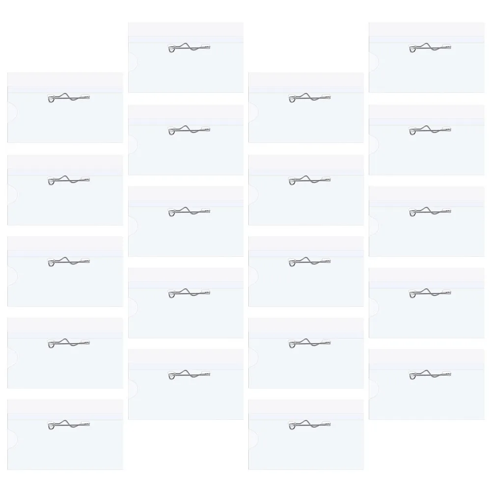 

1Set Transparent Name Card Holder Plastic Pin Style Badge Holder Clear Sleeve for Id Credit Bank Cards Office School Use