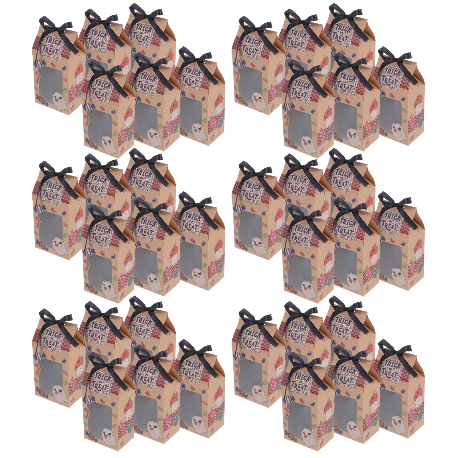 

50pcs Halloween Cookie Treat Party Favors Boxes Window Treat Boxes Party Favors Mini Bakery Pastry Cake Box Cookie Box Gifts