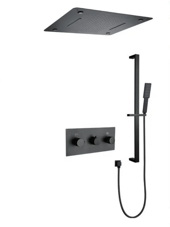 Hotel Bathroom High Quality Concealed Ceiling Concealed Black Shower Head Set Rain Shower