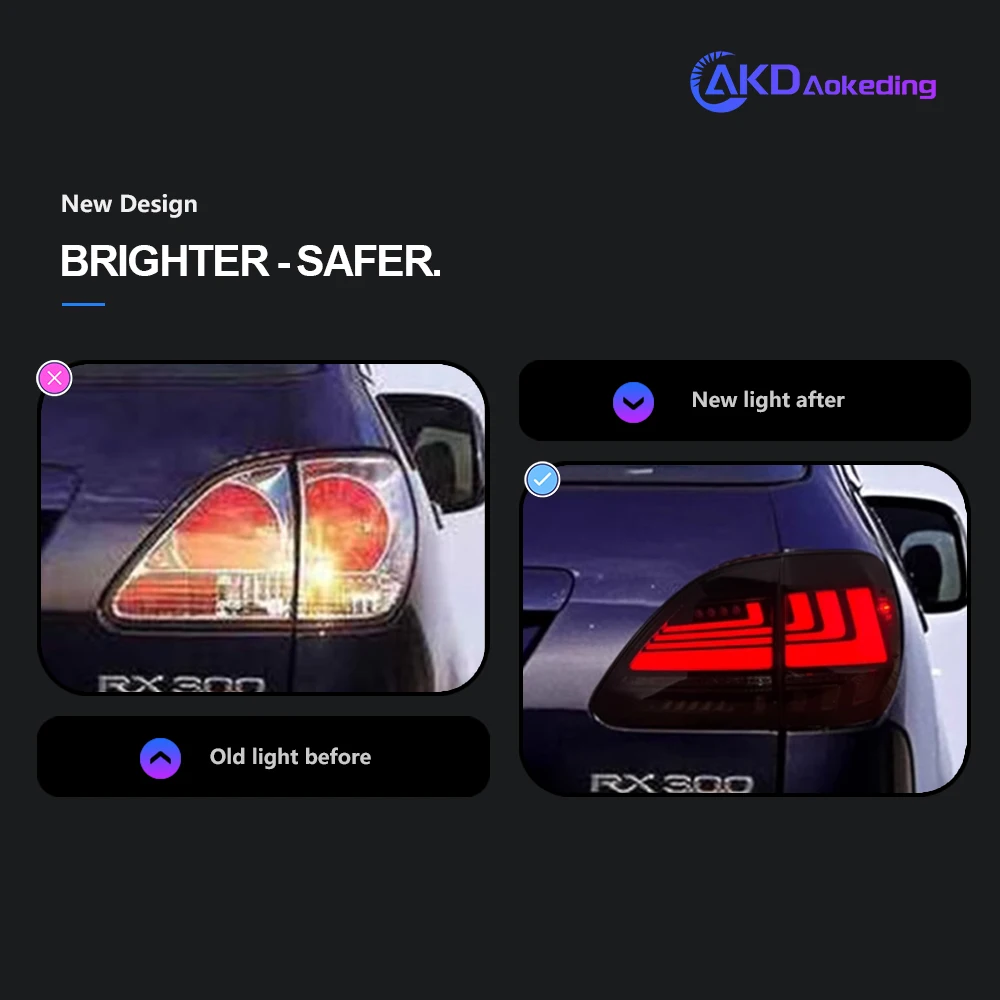 AKD Tail Lamp for Lexus RX RX300 LED Tail Light 1998-2002 RX330 RX330 Rear Fog Brake Turn Signal Automotive Accessories
