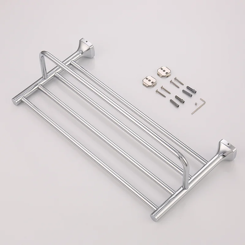 Chrome Perforated Towel Rack Shelf Simple Stainless Steel Bathroom Accessories Single Rod Double Rod Hardware Pendant Set
