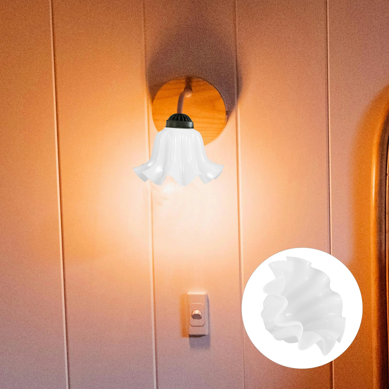 

Белый цветочный пластиковый абажур Цветочный дизайн Мягкое освещение Потолочный вентилятор Настенное бра Замена абажура торшера