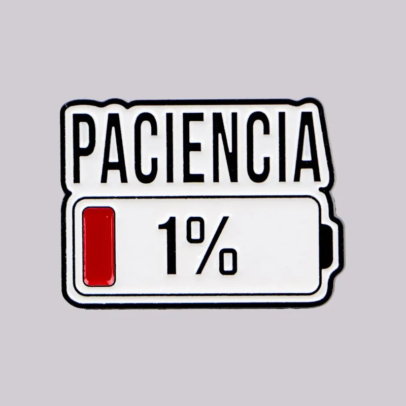 Spanish Enamel Pin 1% Battery Brooch Pines Lapel Pins Badge on Backpack Clothing Accessories Fashion Jewelry Gifts