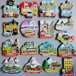 Fridge Magnets of Switzerland Geneva Berne Wolli Zermatt BERLIN Germany Car Vienna Salzburg Mozart Austria Collection Home Decor