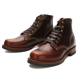 Stivaletti da uomo di alta qualità autunno inverno Vintage British scarpe in vera pelle Outdoor Tooling stivali da moto uomo