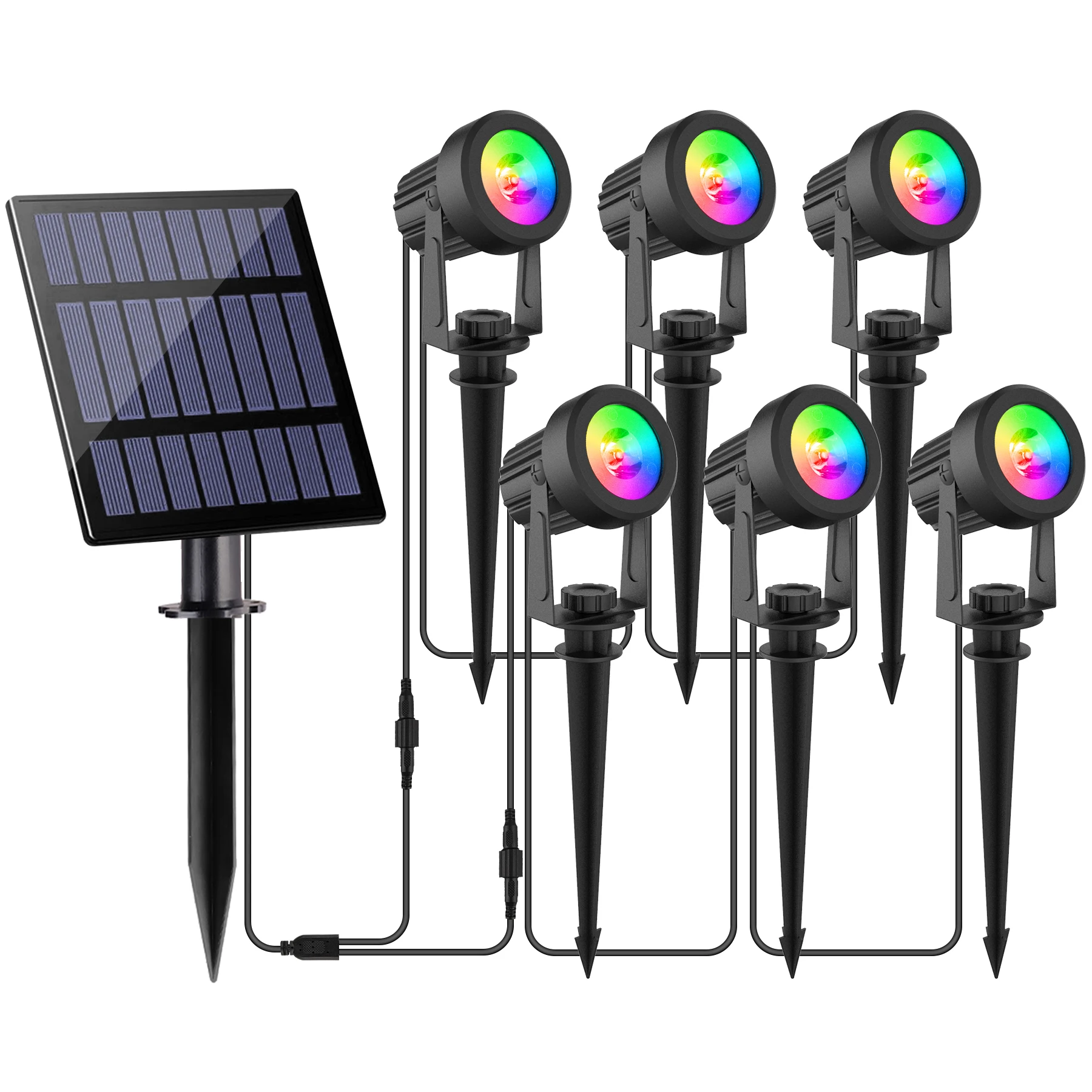 1/2/4/6 Lichten RGB Solar Spotlight IP65 Waterdicht Solar Light Outdoor Tuinlicht Voor Kerstmis Halloween Party Decor