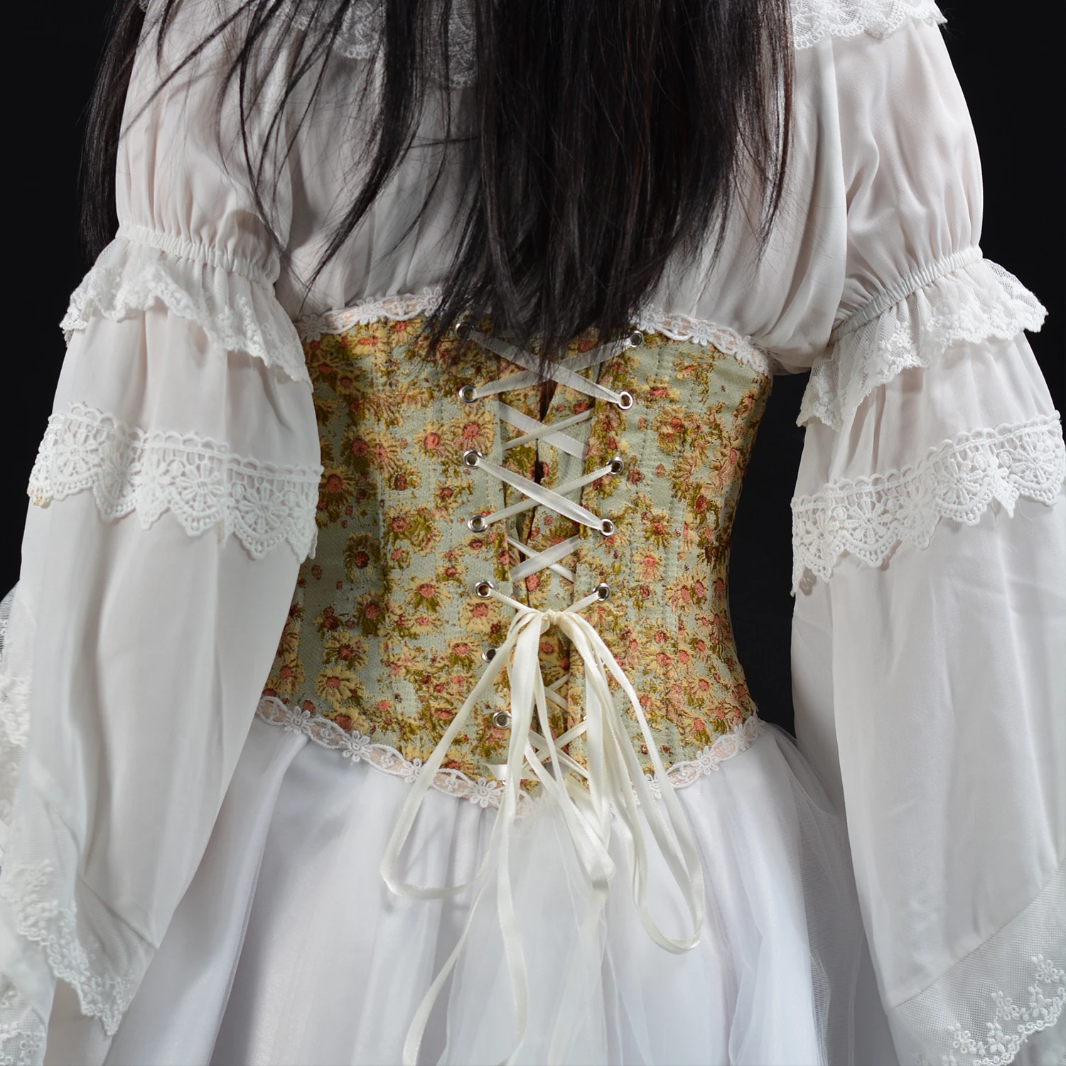 Pastoral Lace Waist Cincher Court-Style Lace-Up Shaping Corset Elegant Feminine Body Sculpting Underwear for Women