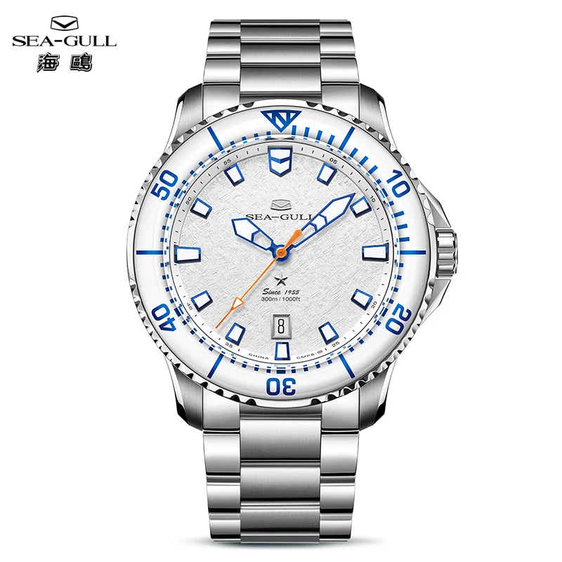 Seagull Ocean Series Pro Men Diving Watch Ice Wing Snow Region 300M Waterproof Luminous Calendar 43.5mm Sapphire Metal Strap1212