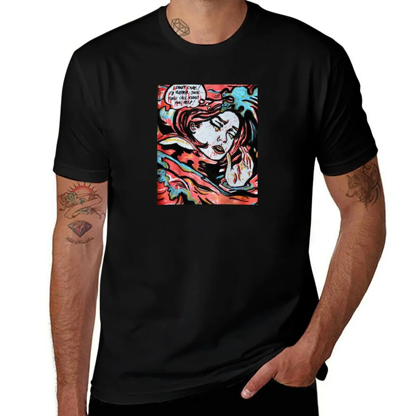 

Lichtenstein's Drowning Girl, lino print T-Shirt Minimal Art Print T-Shirt