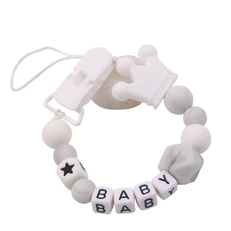 Neue Baby benutzer definierte personal isierte Name Schnuller Clips Kette Silikon Krone Nippel Dummy Halter Schnuller Kleinkind Zahnen Spielzeug Kauen Geschenk