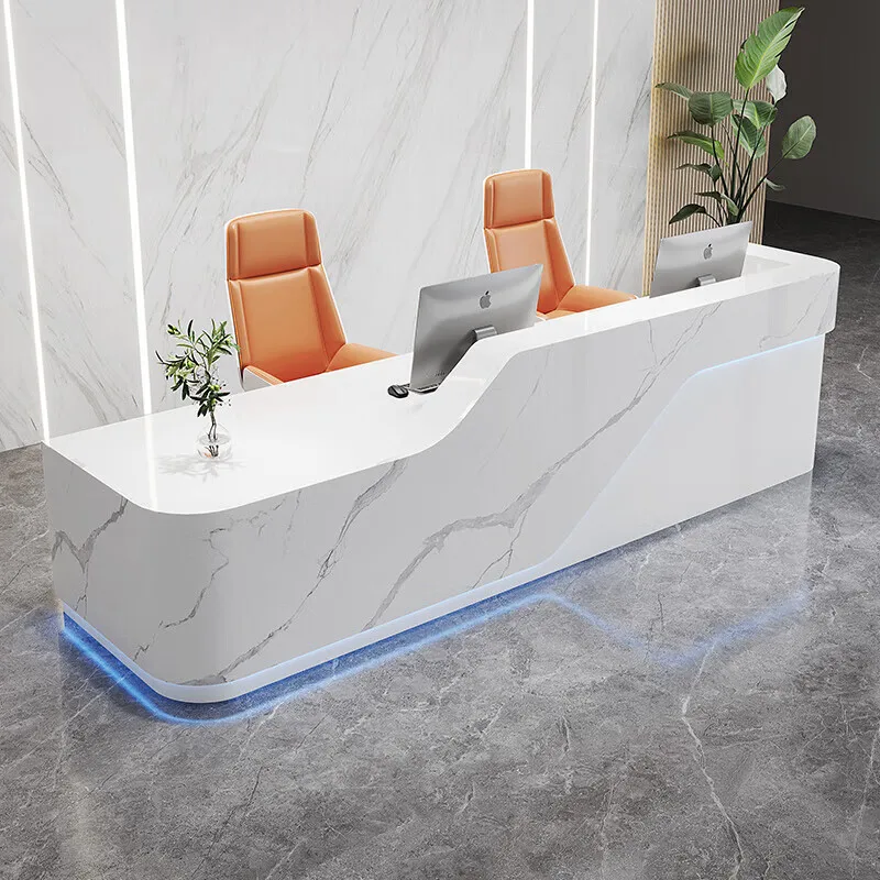 Painted front desk Simple modern fashion Special-shaped white reception Hotel creative welcome