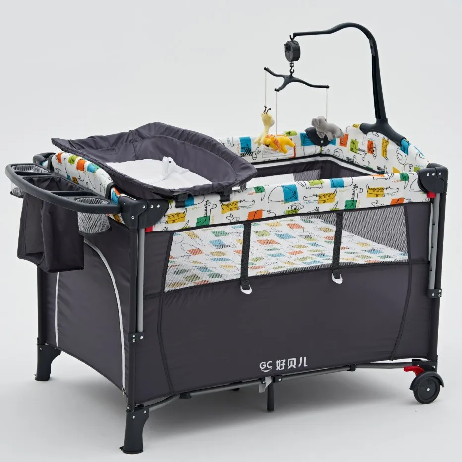 Portable foldable spliced bed with adjustable height