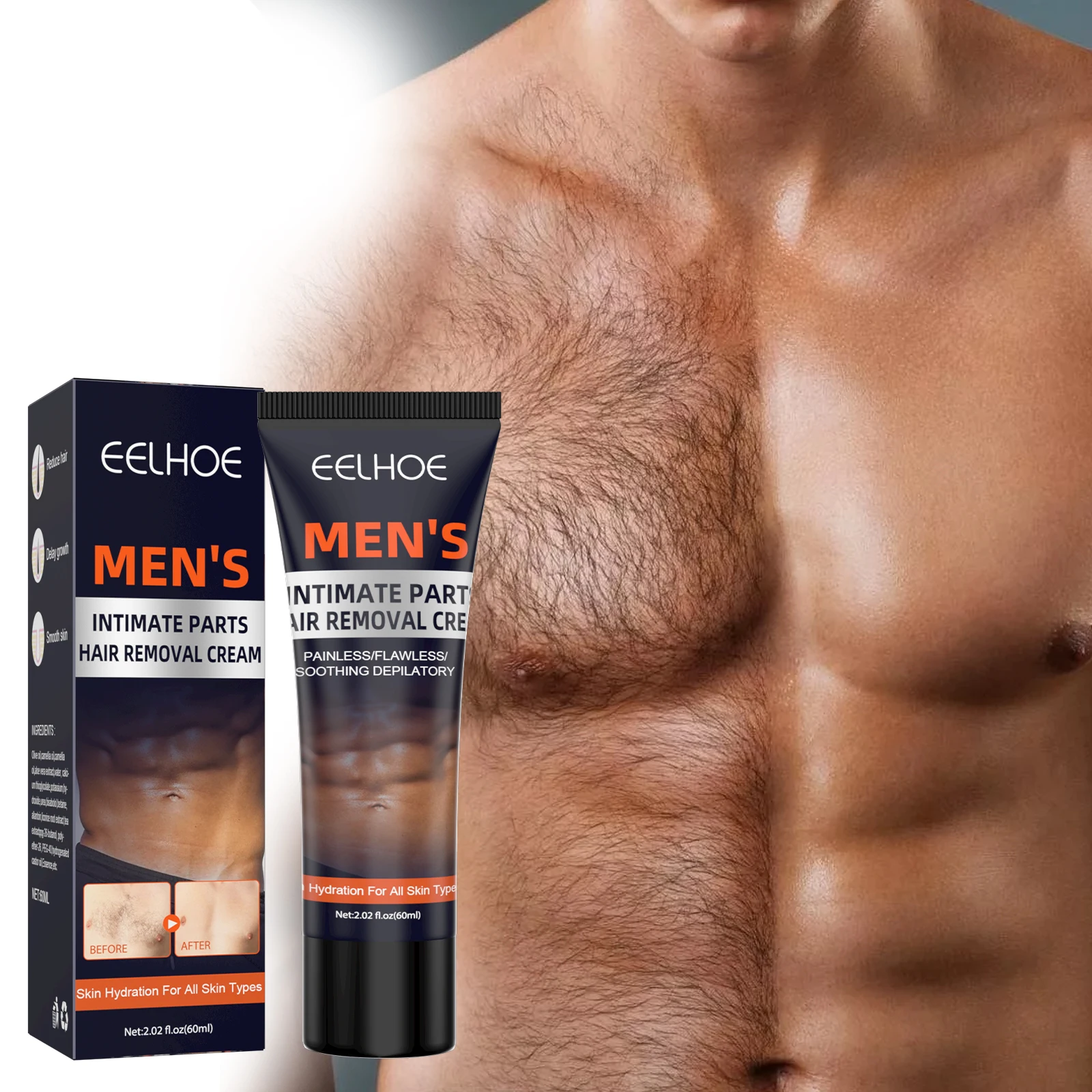 Men's Hair Removal Cream Gentle and Does Not Hurt Skin Chest Hairs Armpit Leg Hair Smooth Men's Whole Body Hair Removal Tool