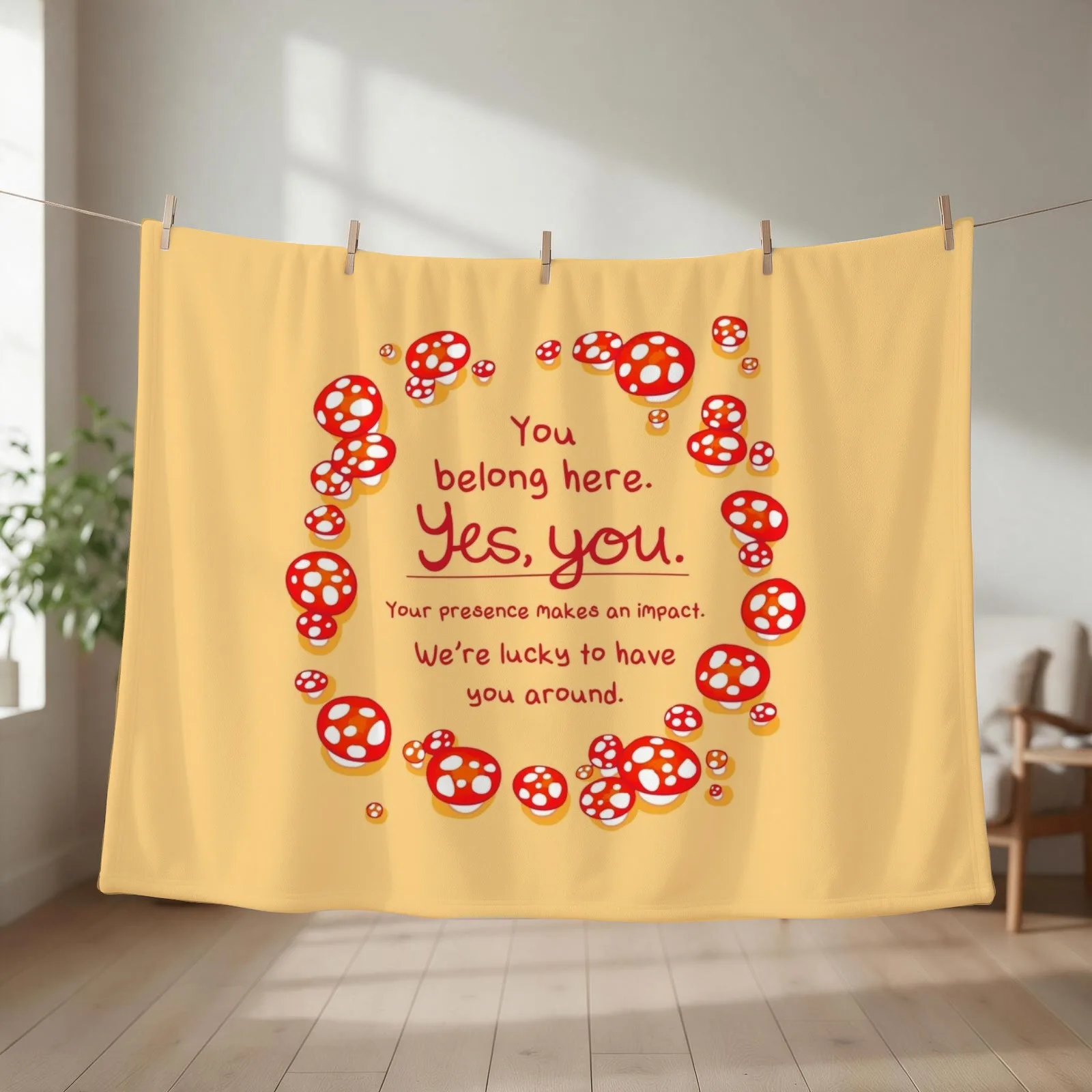 You Belong Here Mushroom Fairy Ring Throw Blanket Decoratives Thermals For Travel decorative Hairys Blankets