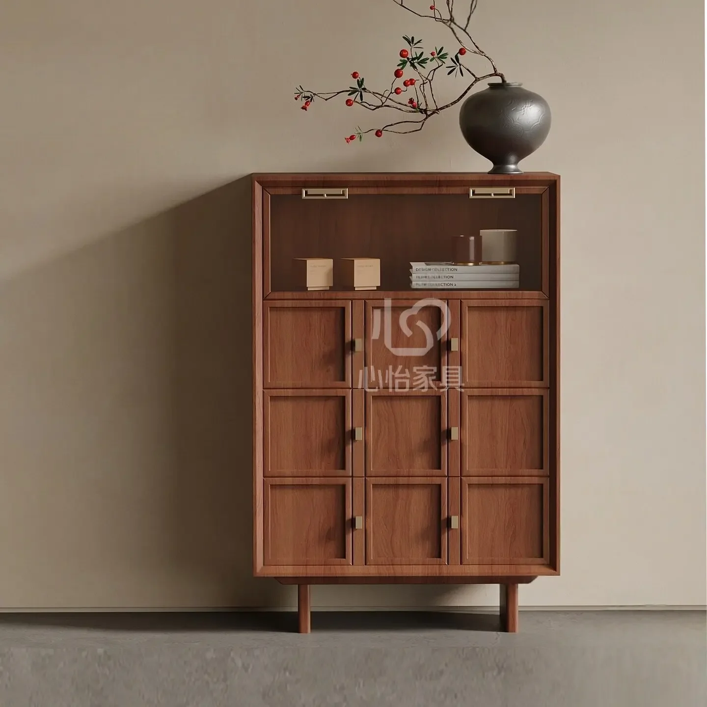 a5- New Chinese-style solid wood dining side , living room household small apartment, drawer ,entrance cabinet, against the wall