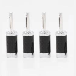 Carbon Fiber Banana Connectors Rhodium Plated Hifi Speaker Banana Plug with Screw Lock Audio Amplifie DIY Acoustic Terminals