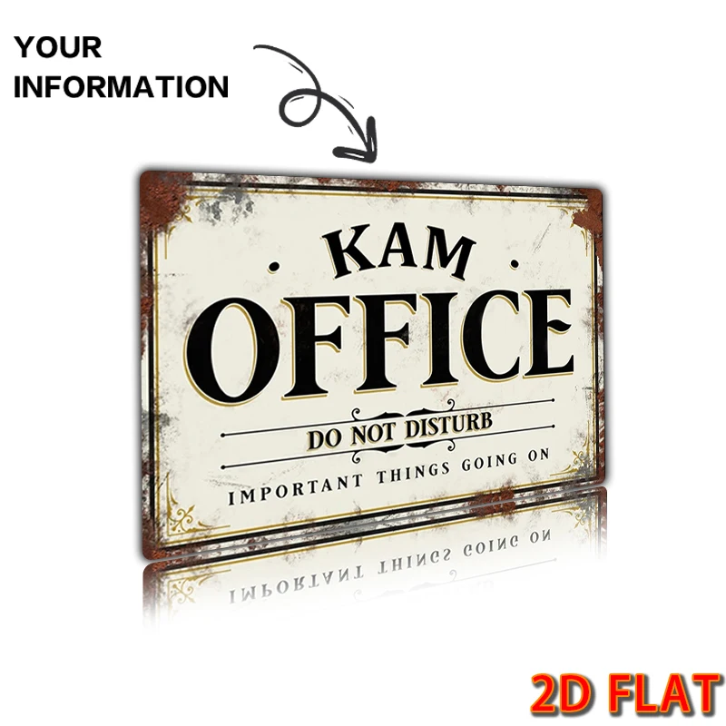 1 قطعة نص مخصص علامة معدنية اسم شخصي مكتب تسجيل جدار معدني ديكور الباب لافتات ملحق 8x12 بوصة