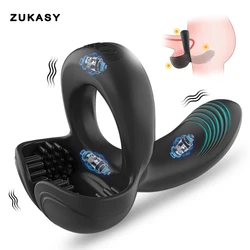 4 in 1 Cock Ring Perineum & Testicles Vibrator Delay Ejaculation Erection Penis Ring Sex Toys for Men Penisring Couples Cockring